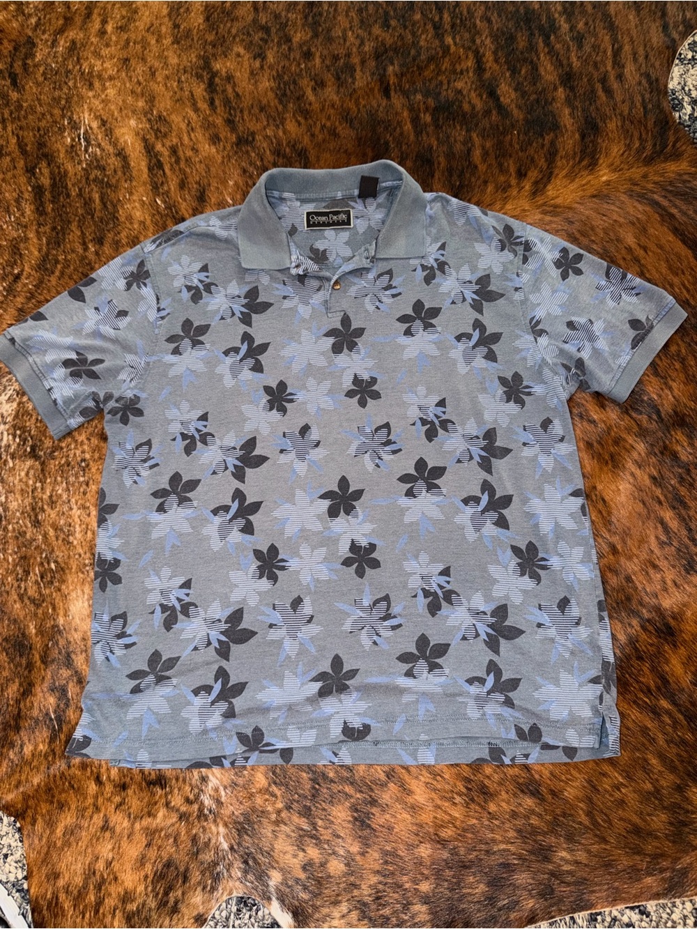 Vintage Ocean Pacific Golf Polo Men’s Size L Shirt OP 90’s Floral Blue OP